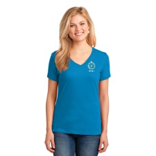 Port & Company® Ladies Core Cotton V-Neck Tee with 2-Color Left Chest Logo